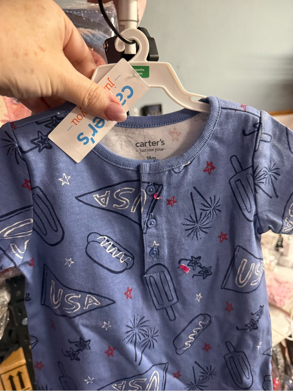 Carter's Light Blue Patriotic USA & Popsicle Short Sleeve Tee